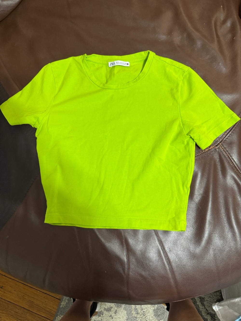 Zara Neon Lime Cropped Tee